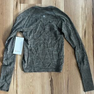 lululemon Olive Heather Ribbed Long Sleeve Top